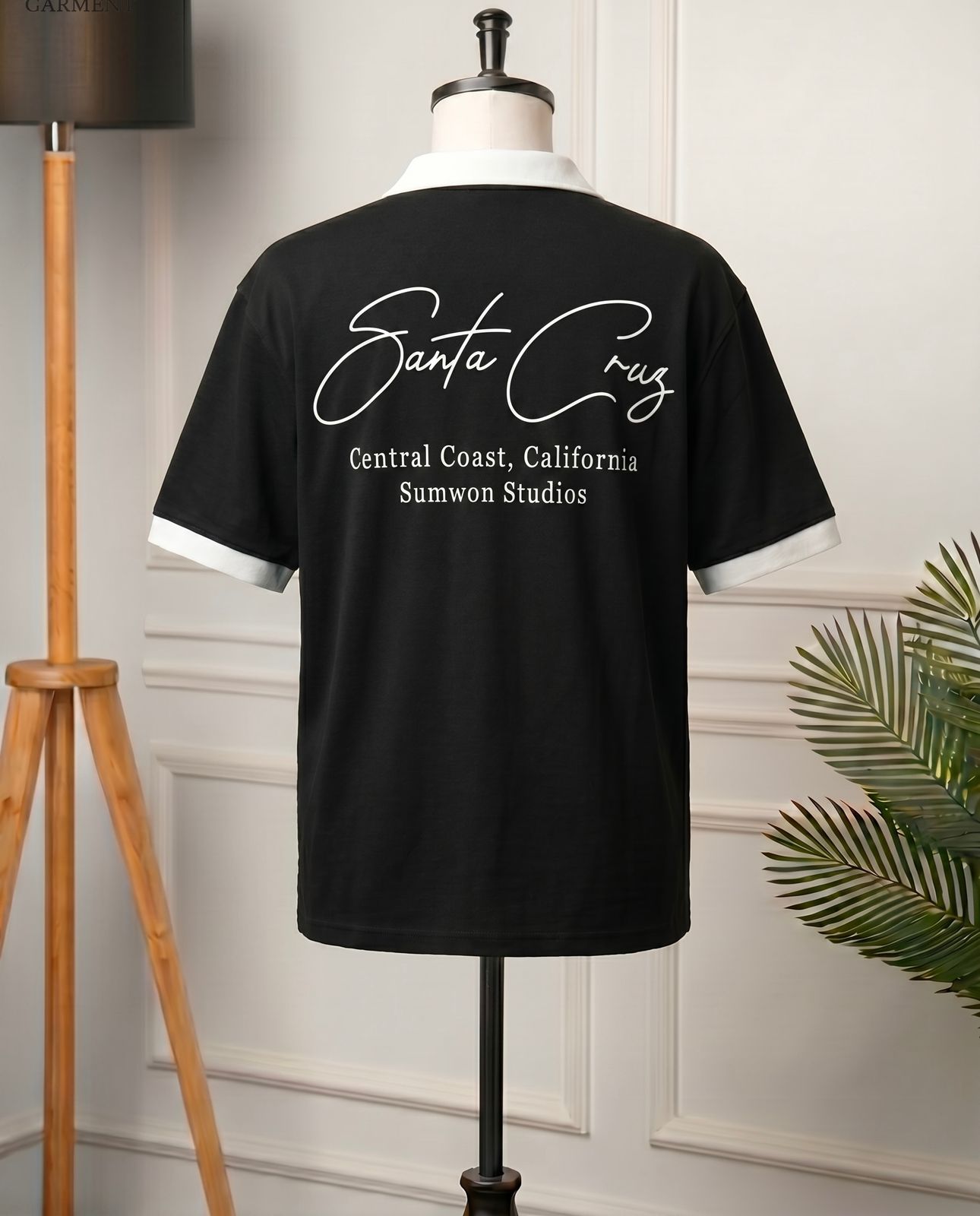 WHITE COLLAR POLO|POLO SHIRTS |BLACK
